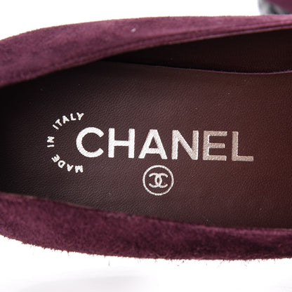Chanel Suede Cap Toe Moccasin Loafers 38.5 Burgundy Black 6 of 10