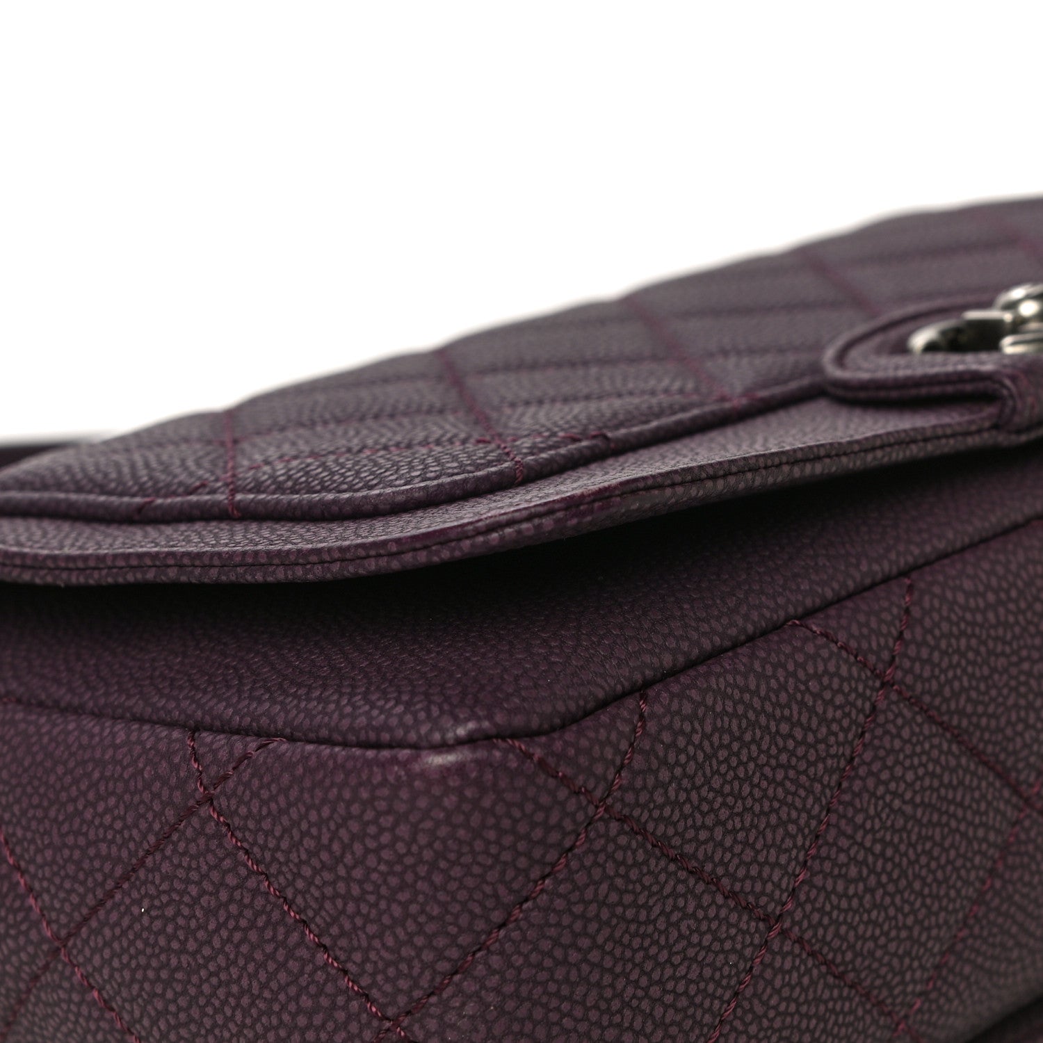 Chanel Washed Caviar Quilted Small Turn Around Ligne Flap Dark Purple 11 of 11
