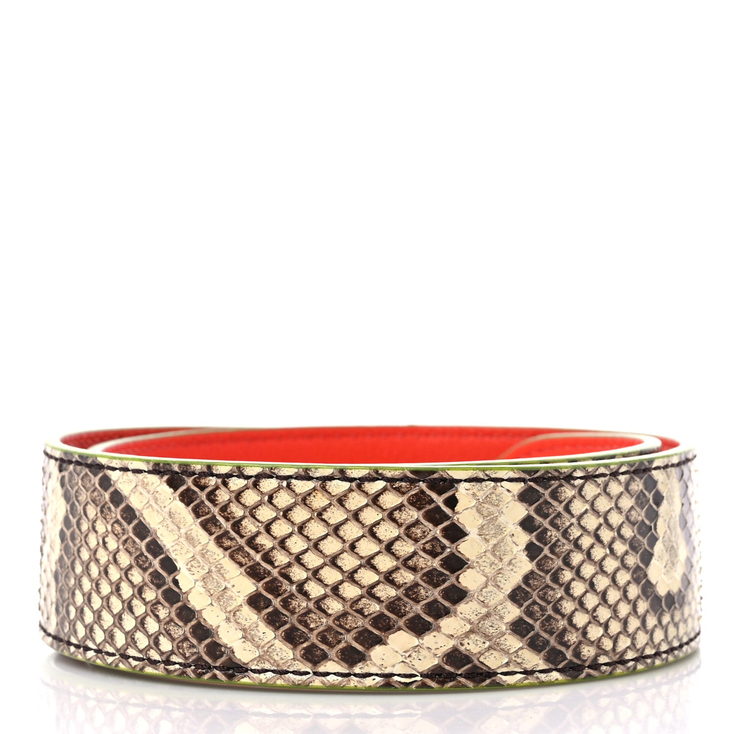 Shiny Python Vitello Dolce Strap You White Papavero