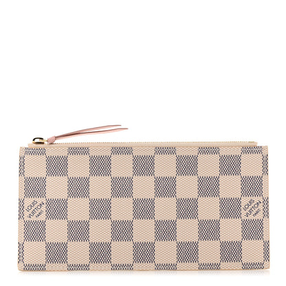 Louis Vuitton Damier Azur Felicie Chain Wallet Zippered Insert Rose Ballerine 1 of 6
