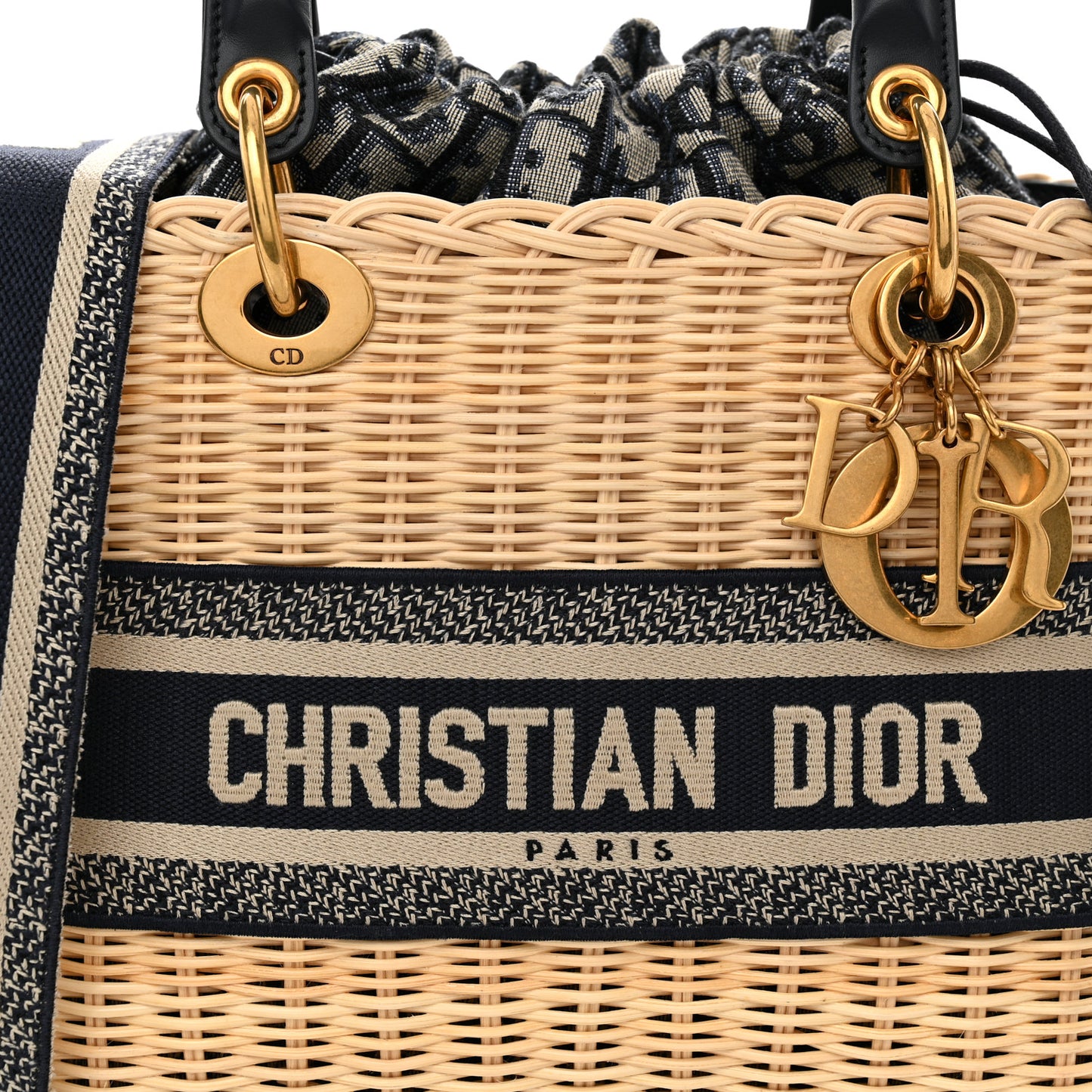 Wicker Oblique Medium Lady Dior Bag Blue