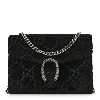 Gucci Velvet GG Monogram Mini Dionysus Chain Wallet Black 1 of 12
