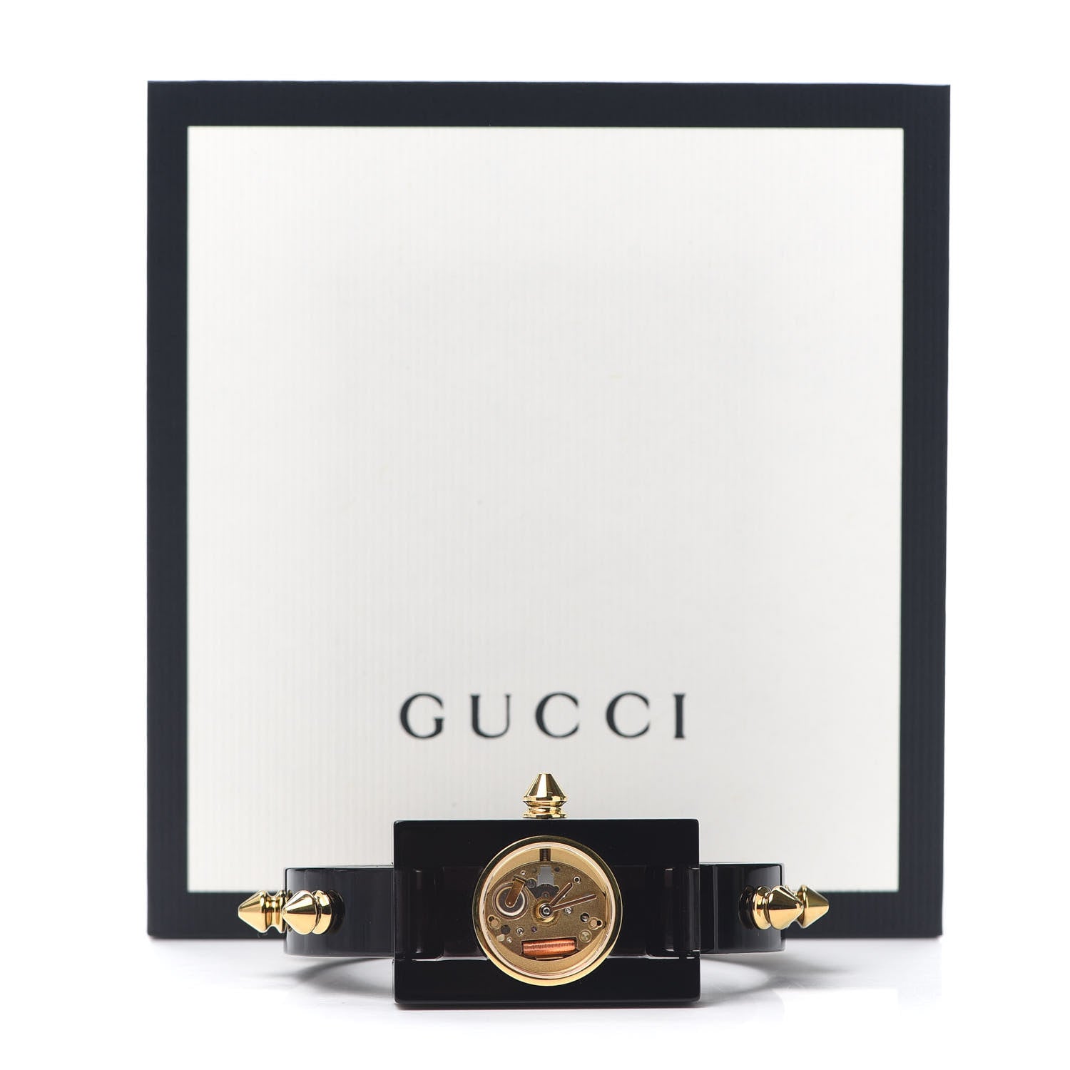 Gucci Stainless Steel Plexiglass 24mm Skeleton Stud Quartz Watch Black 6 of 6