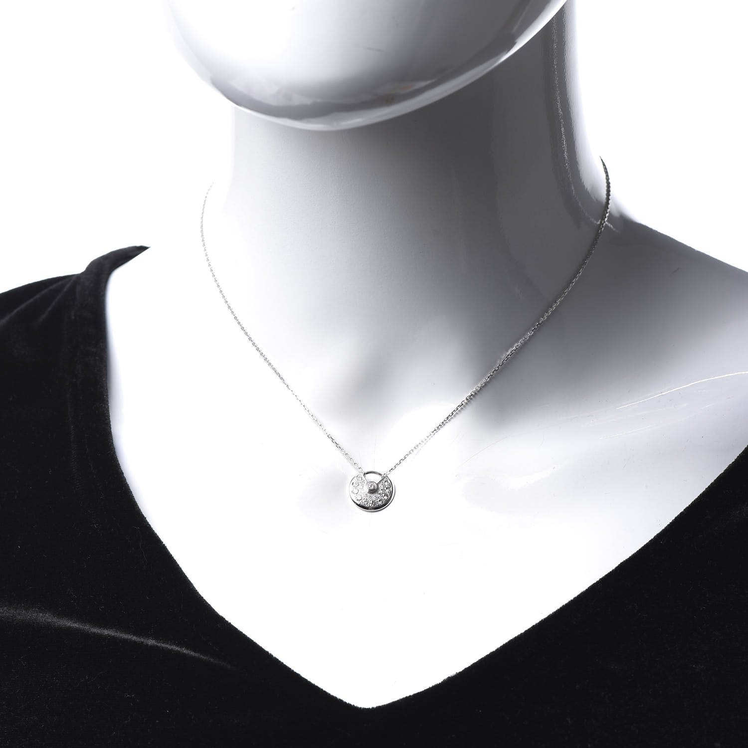 Cartier 18K White Gold Diamond XS Amulette de Pendant Necklace 2 of 5