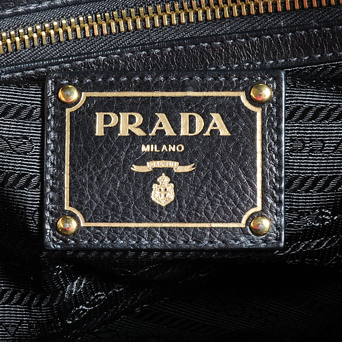 Prada Glace Calf Studded Tote Nero Black 6 of 8