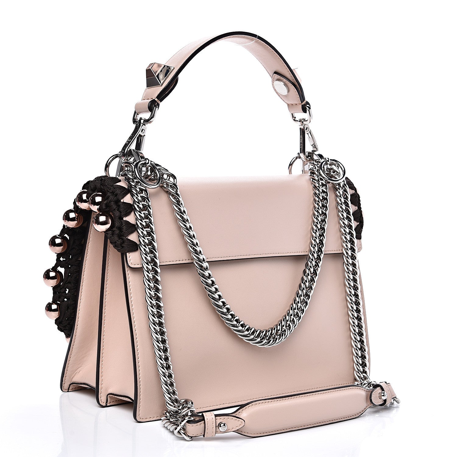 Fendi Vitello Liberty Ribbon Pearl Lace Up Kan I Shoulder Bag Plaster 2 of 12