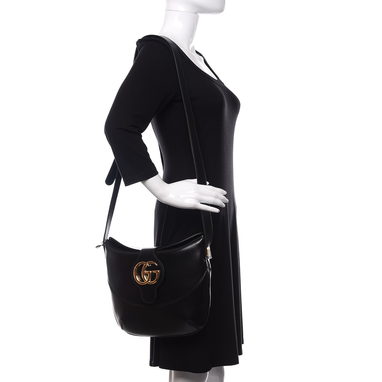 Gucci Calfskin Medium Arli Shoulder Bag Black 2 of 8