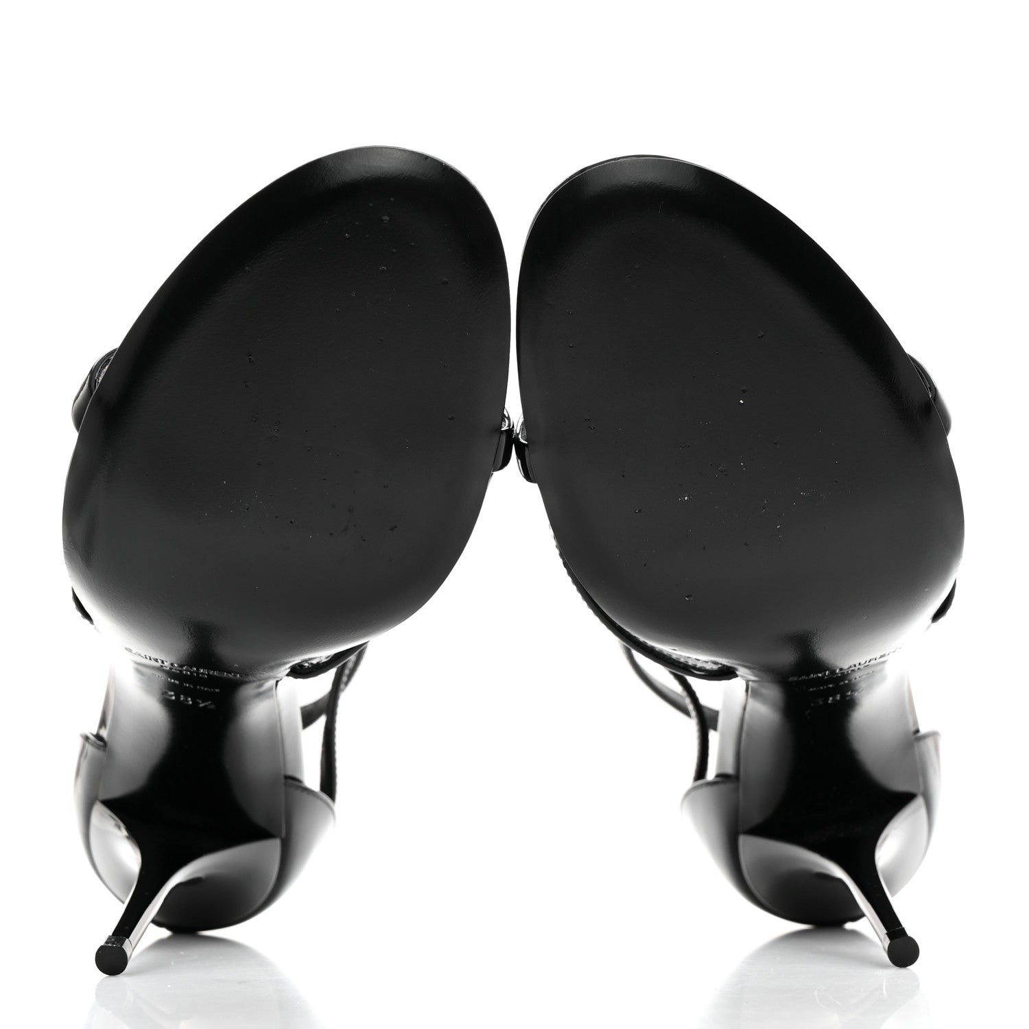Saint Laurent Patent Cassandra 100 Ankle Strap Sandals 38.5 Black 5 of 8