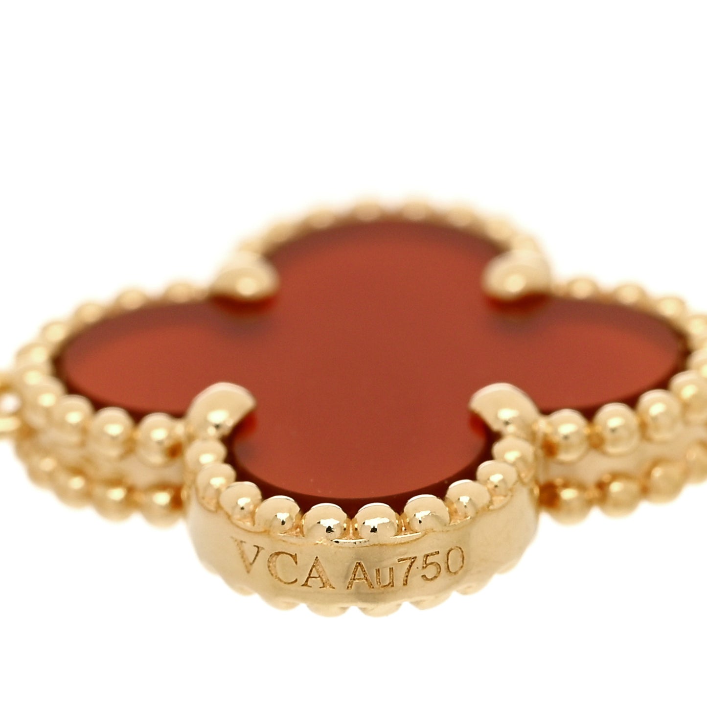 18K Yellow Gold Carnelian 5 Motifs Vintage Alhambra Bracelet