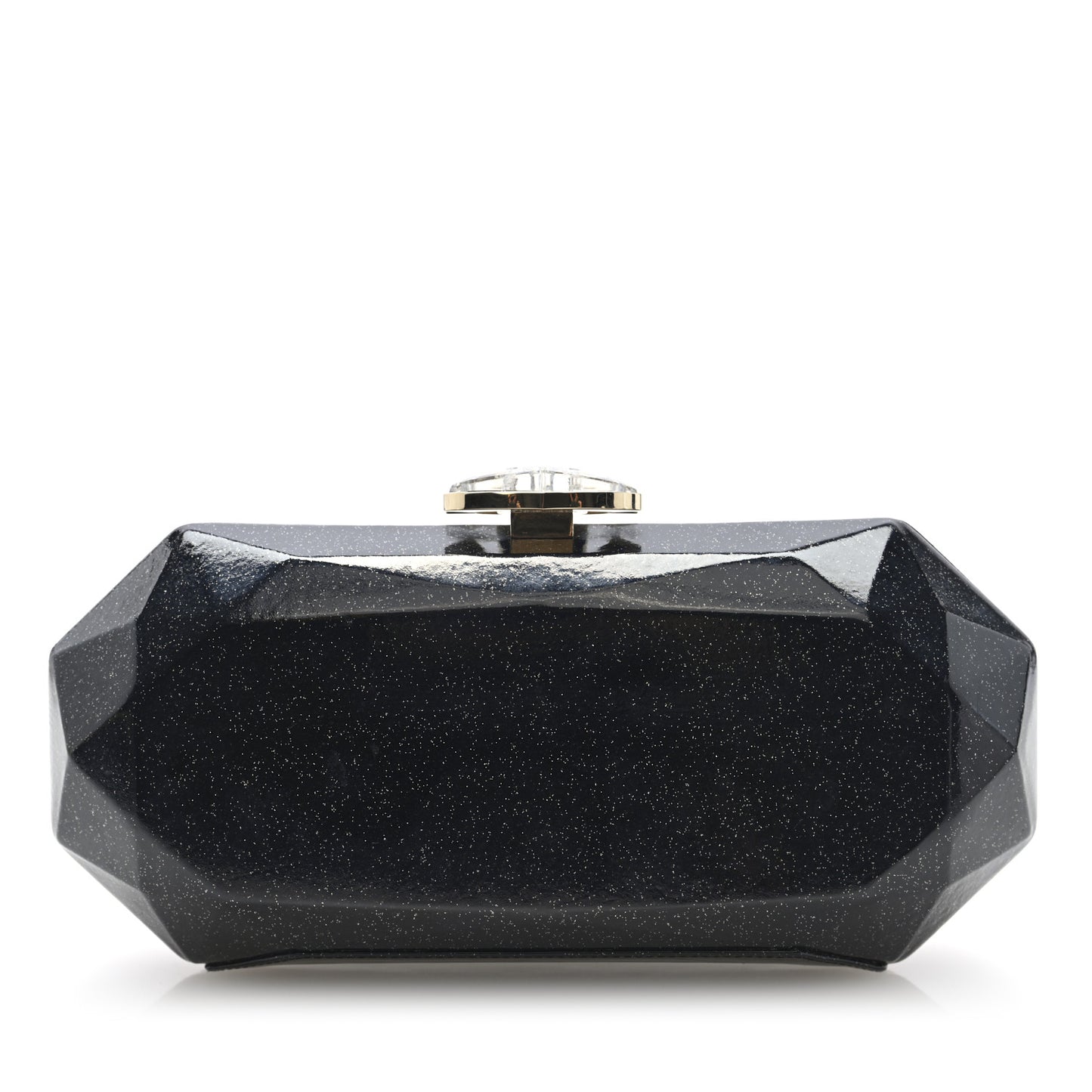 Glitter Vinyl Crystal Clutch Black