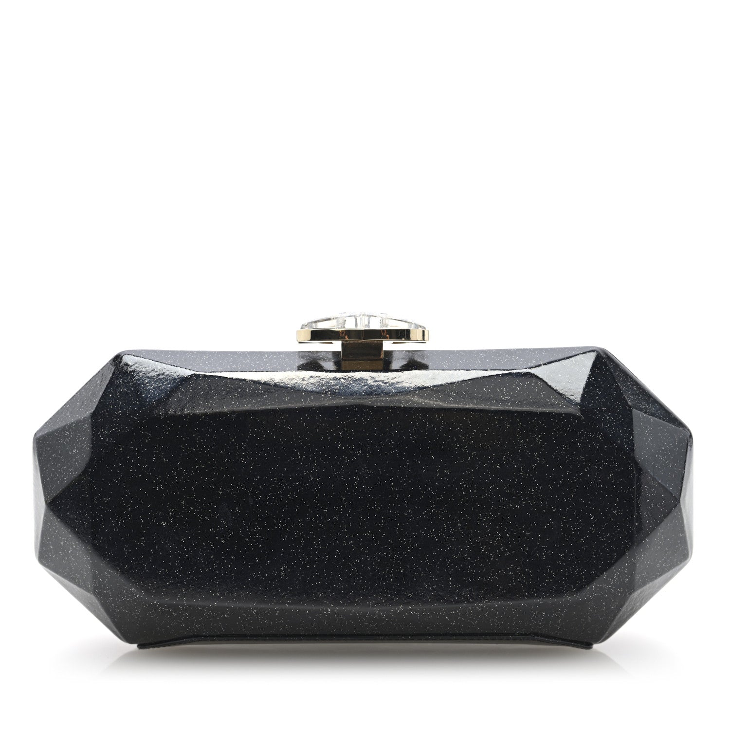 Chanel Glitter Vinyl Crystal Clutch Black 1 of 9
