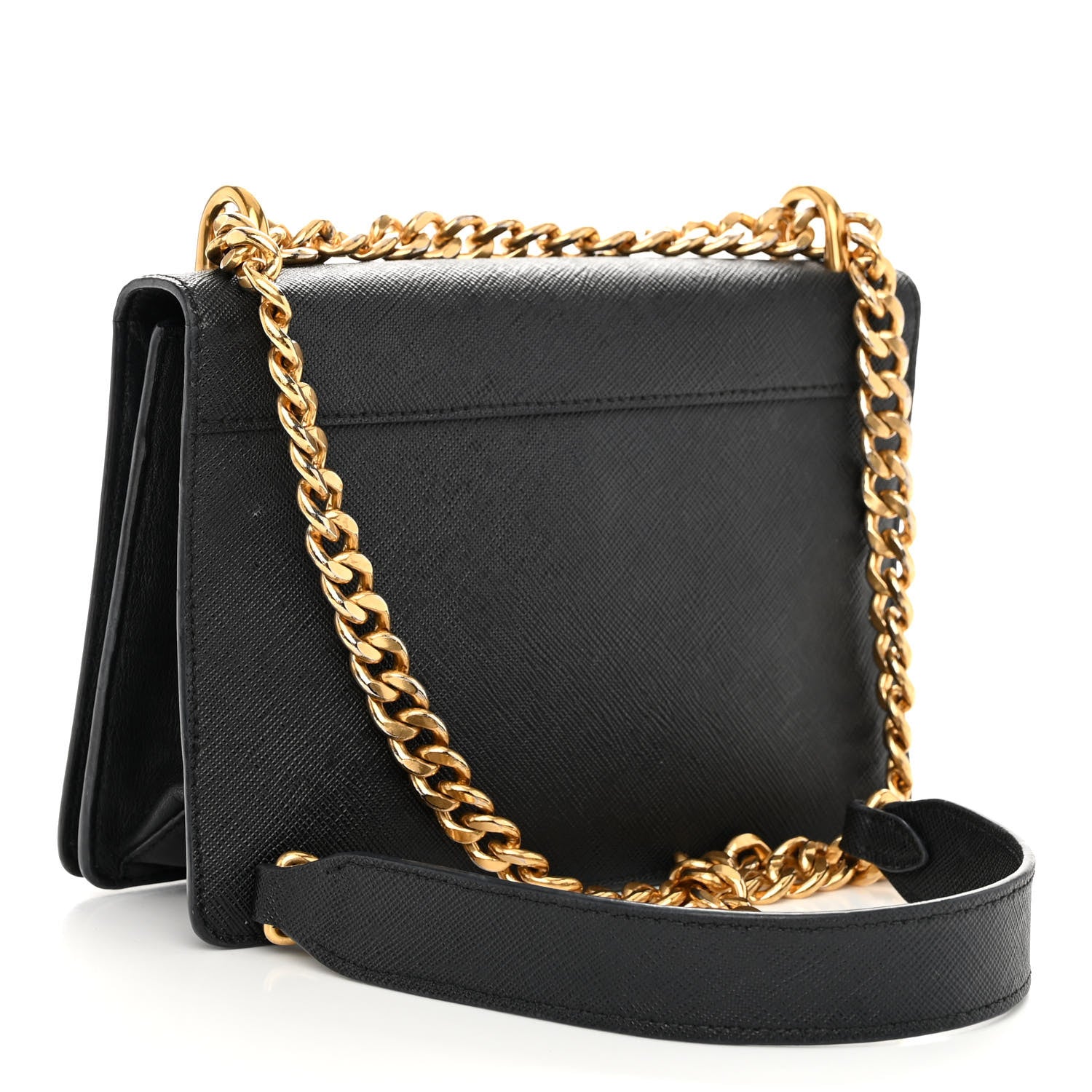 Prada Saffiano Soft Calfskin Chain Crossbody Bag Black 3 of 9