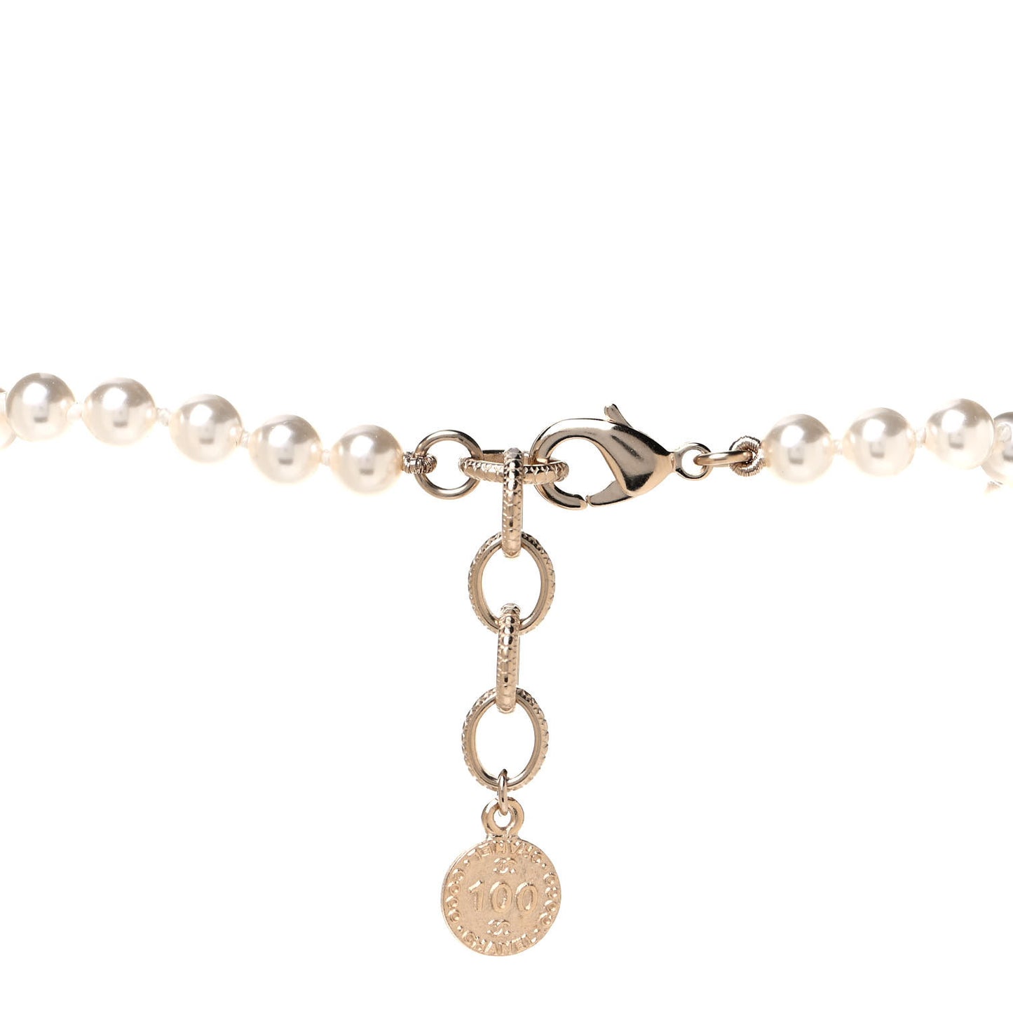 Pearl CC 100th Anniversary Necklace Light Gold