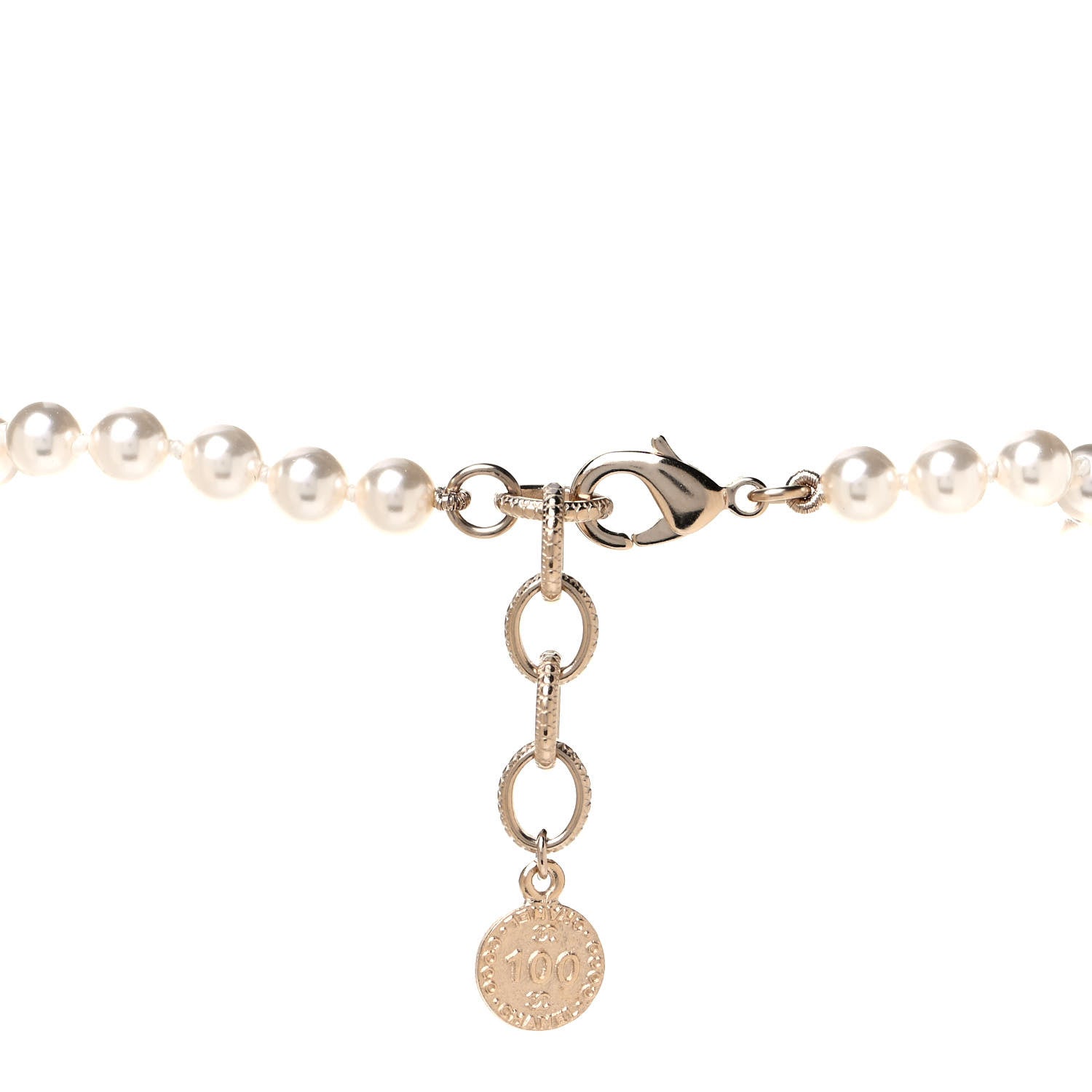 Chanel Pearl CC 100th Anniversary Necklace Light Gold 3 of 4