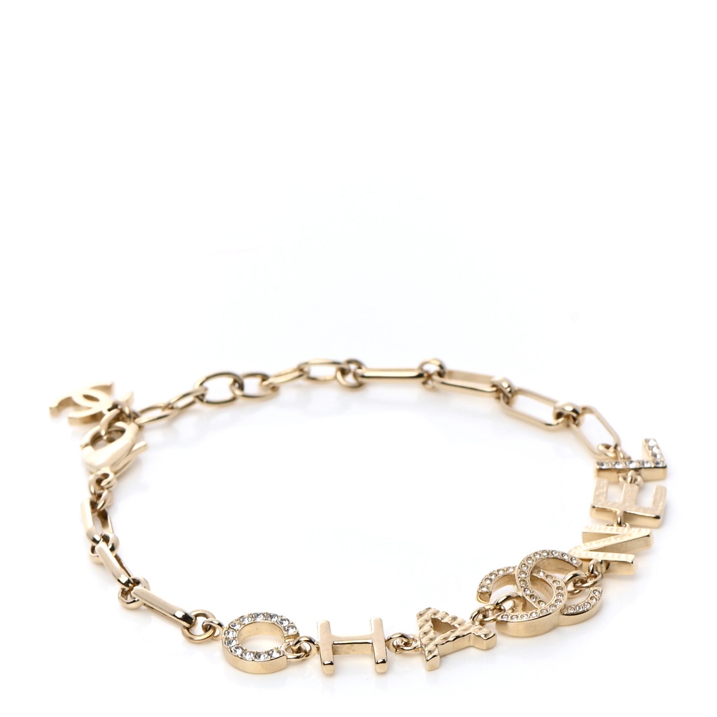 Metal Logo CC Chain Bracelet Gold