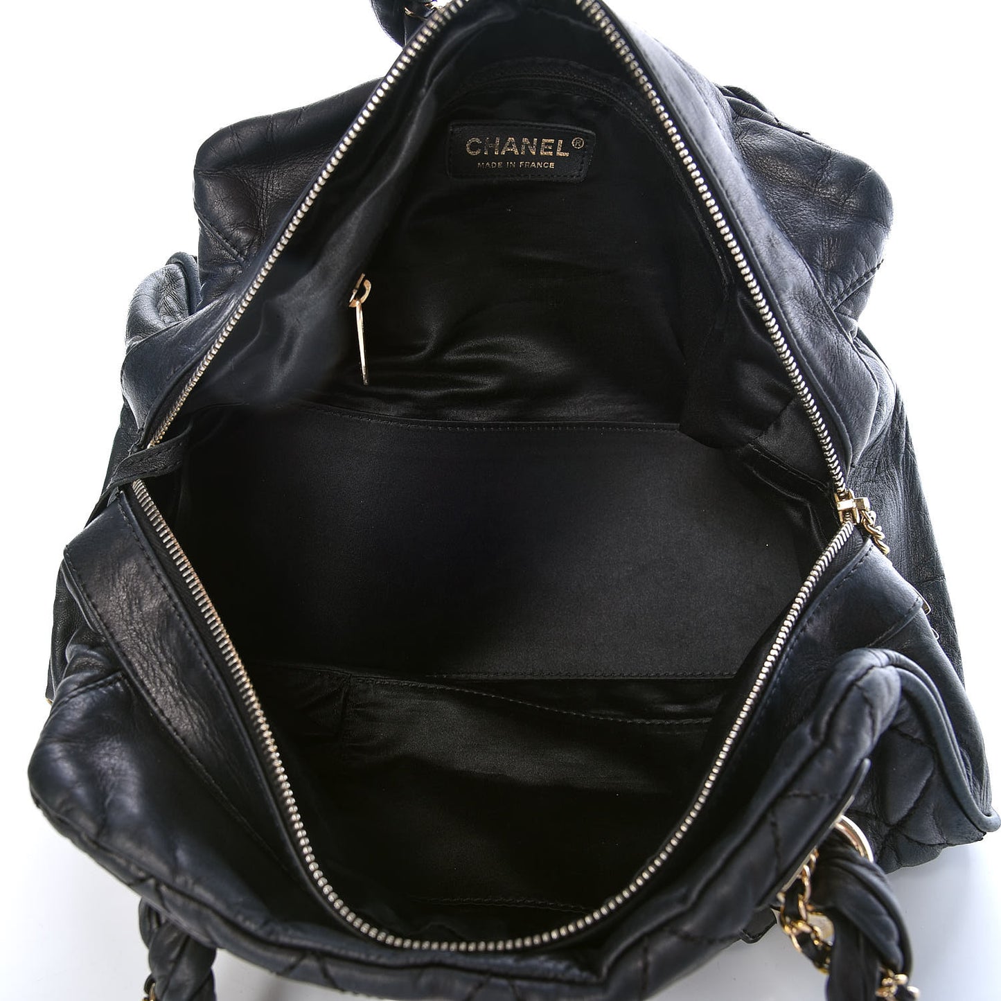 Distressed Lambskin Lady Braid Bowler Black