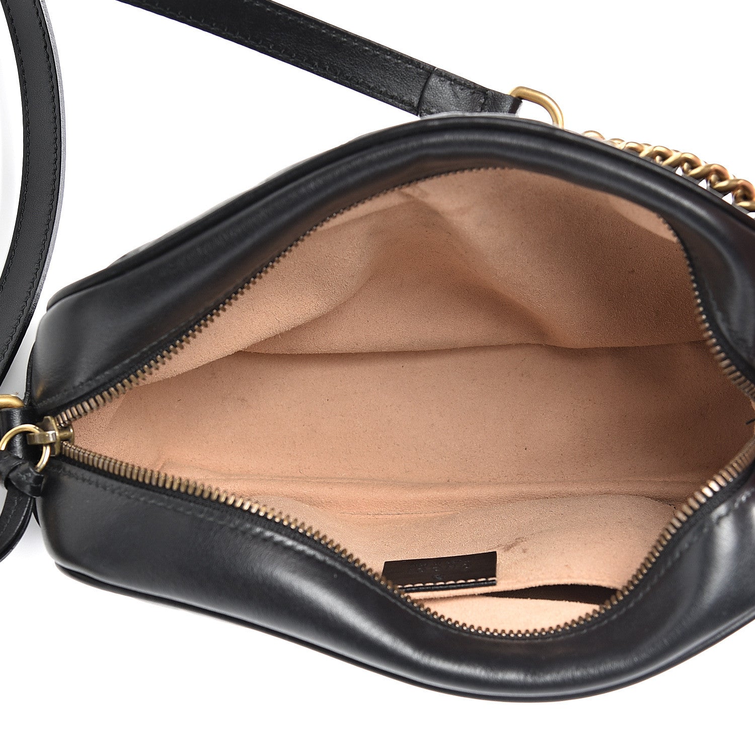 Gucci Calfskin Matelasse Small GG Marmont Chain Shoulder Bag Black 4 of 15