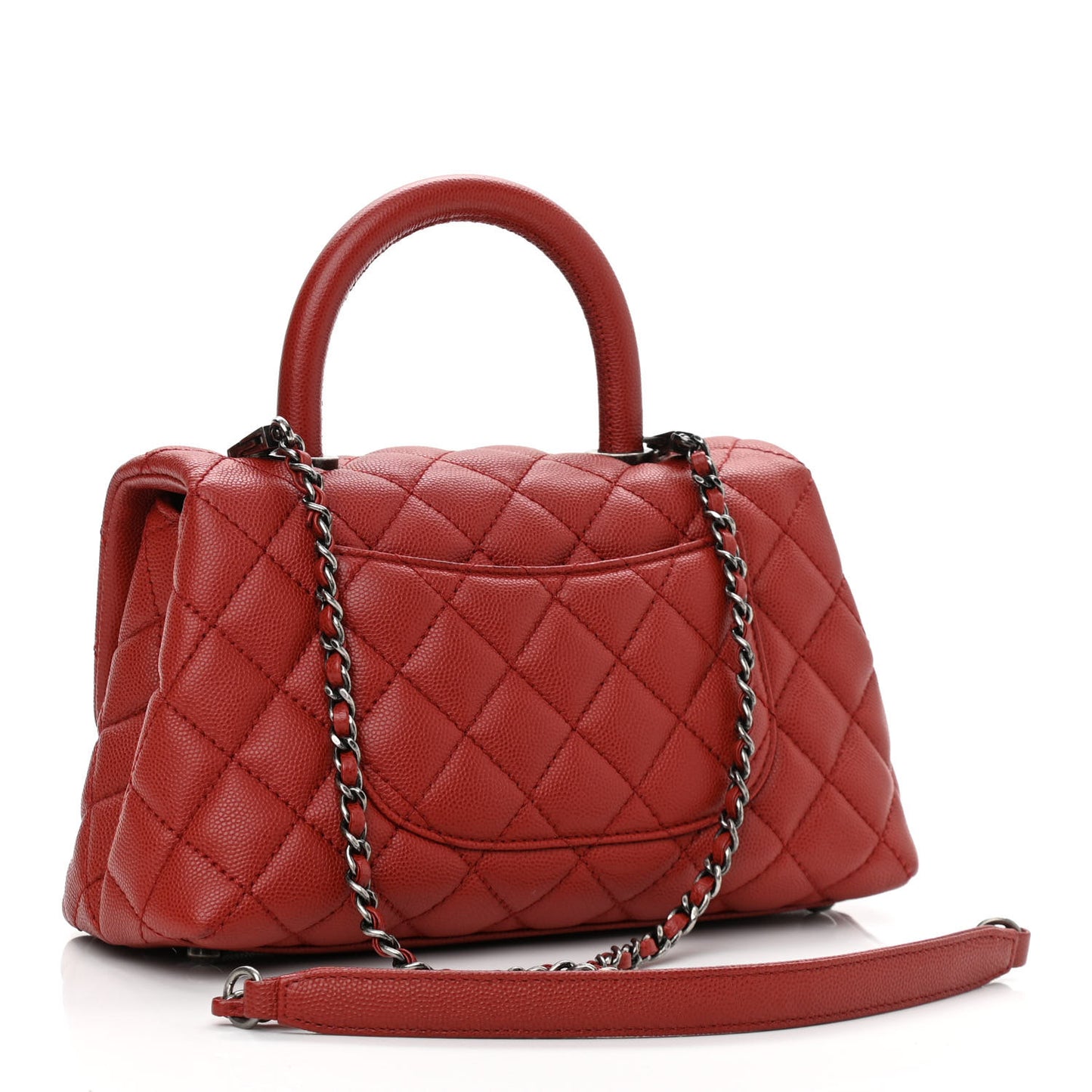Caviar Quilted Mini Coco Handle Flap Dark Red