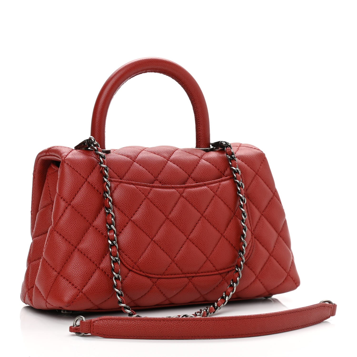 Chanel Caviar Quilted Mini Coco Handle Flap Dark Red 2 of 10