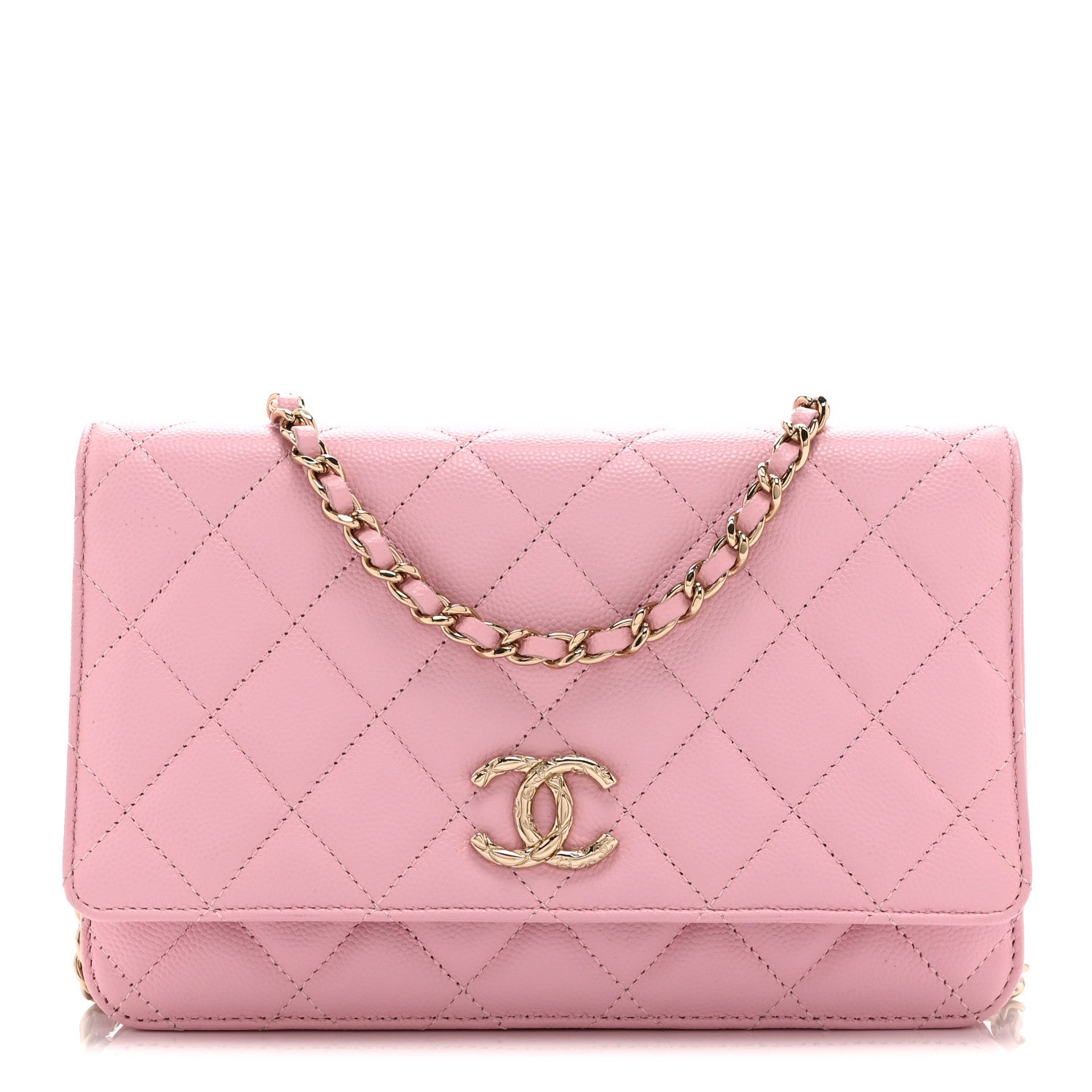 Chanel Caviar Quilted Wallet on Chain WOC Light Pink 1 of 12