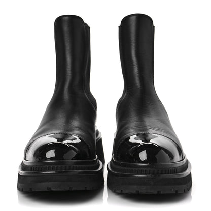 Chanel Calfskin Patent Cap Toe Ankle Boots 41 Black 2 of 7