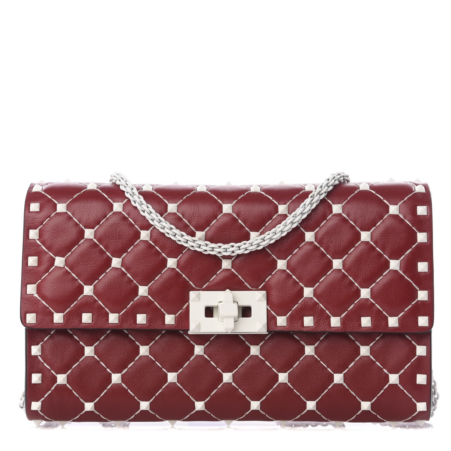 Lambskin Free Rockstud Spike Wallet On Chain Rosso Valentino