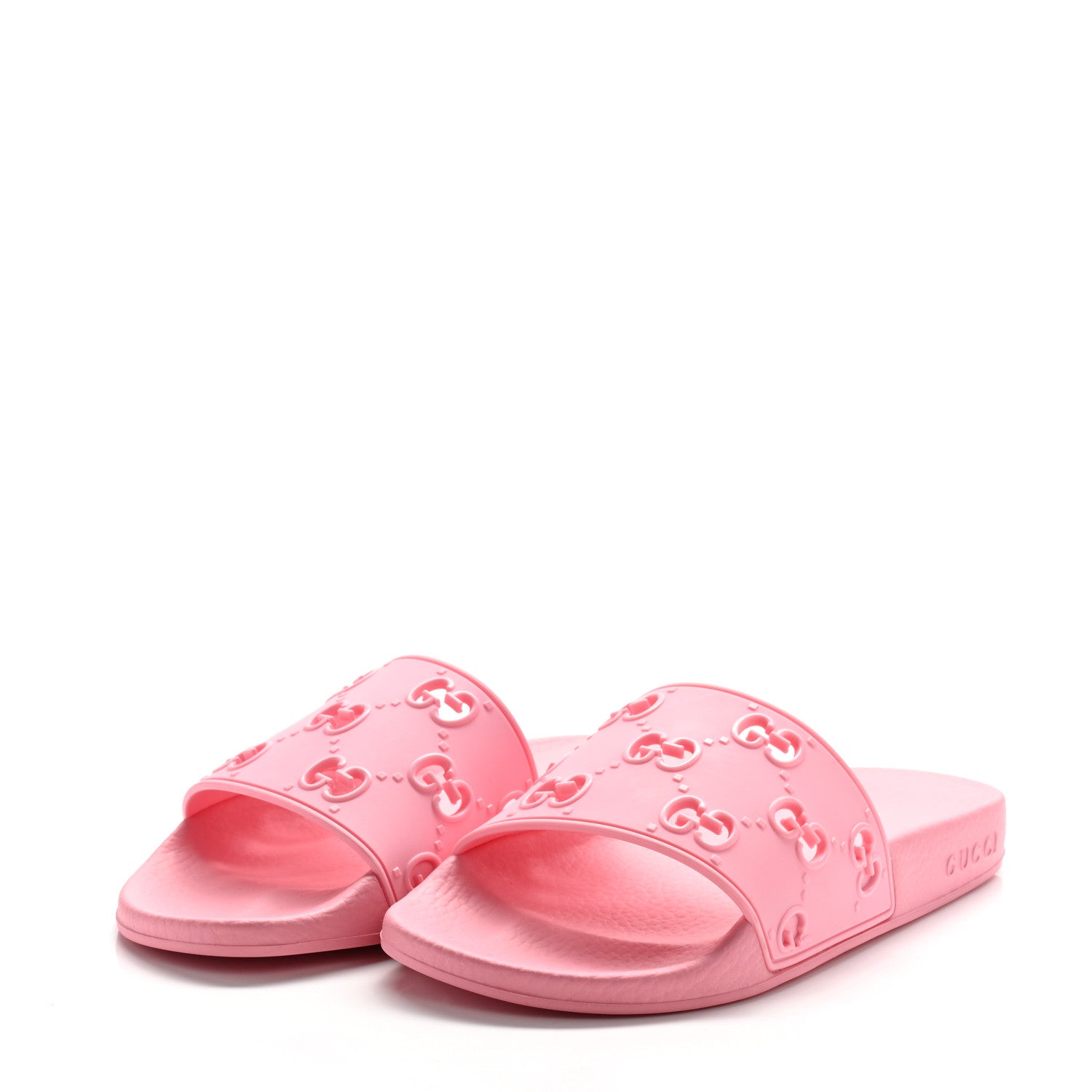 Gucci Rubber GG Monogram Perforated Womens Slide Sandals 37 Rose Box 4 of 8