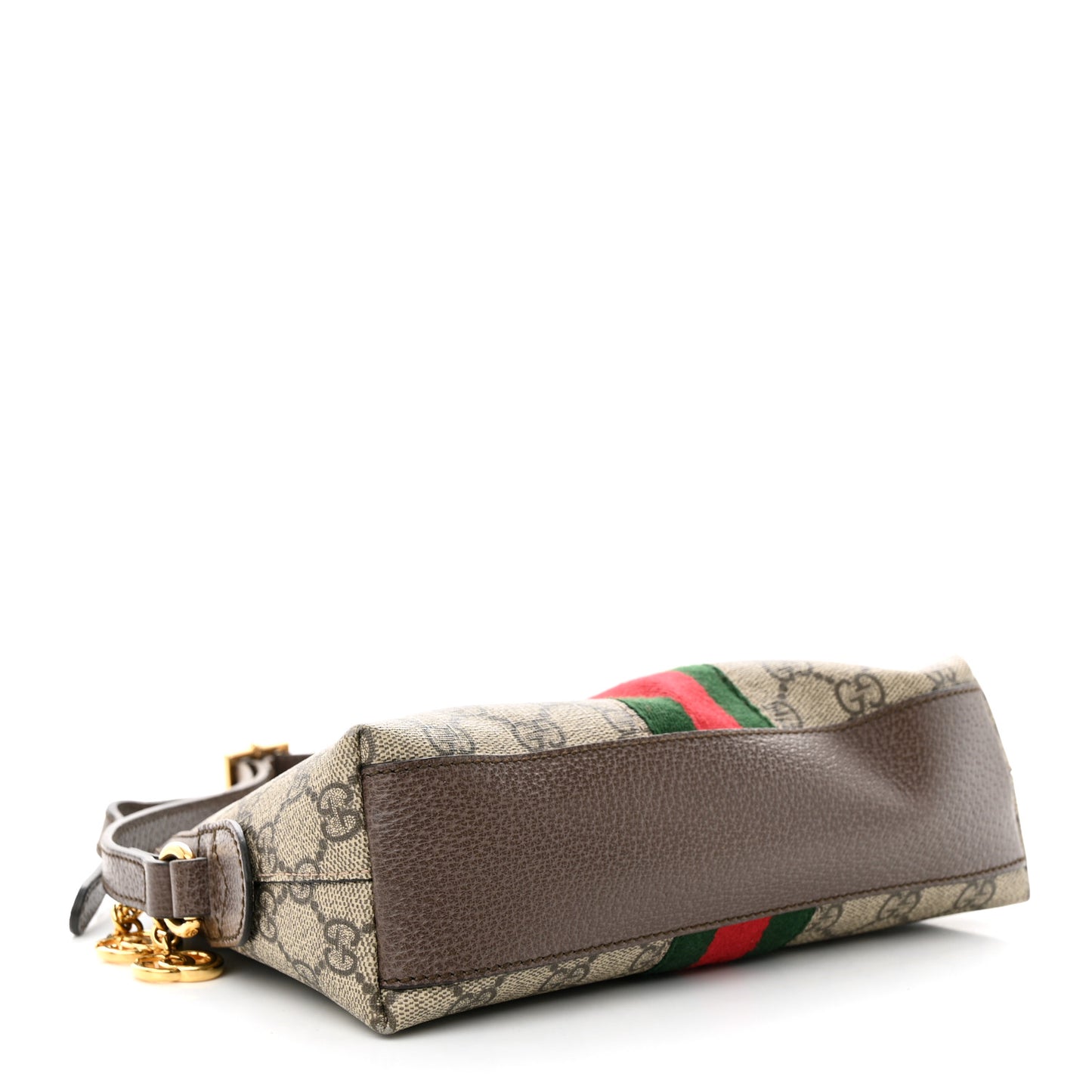GG Supreme Monogram Textured Dollar Calfskin Web Small Ophidia Dome Shoulder Bag Beige Ebony New Acero