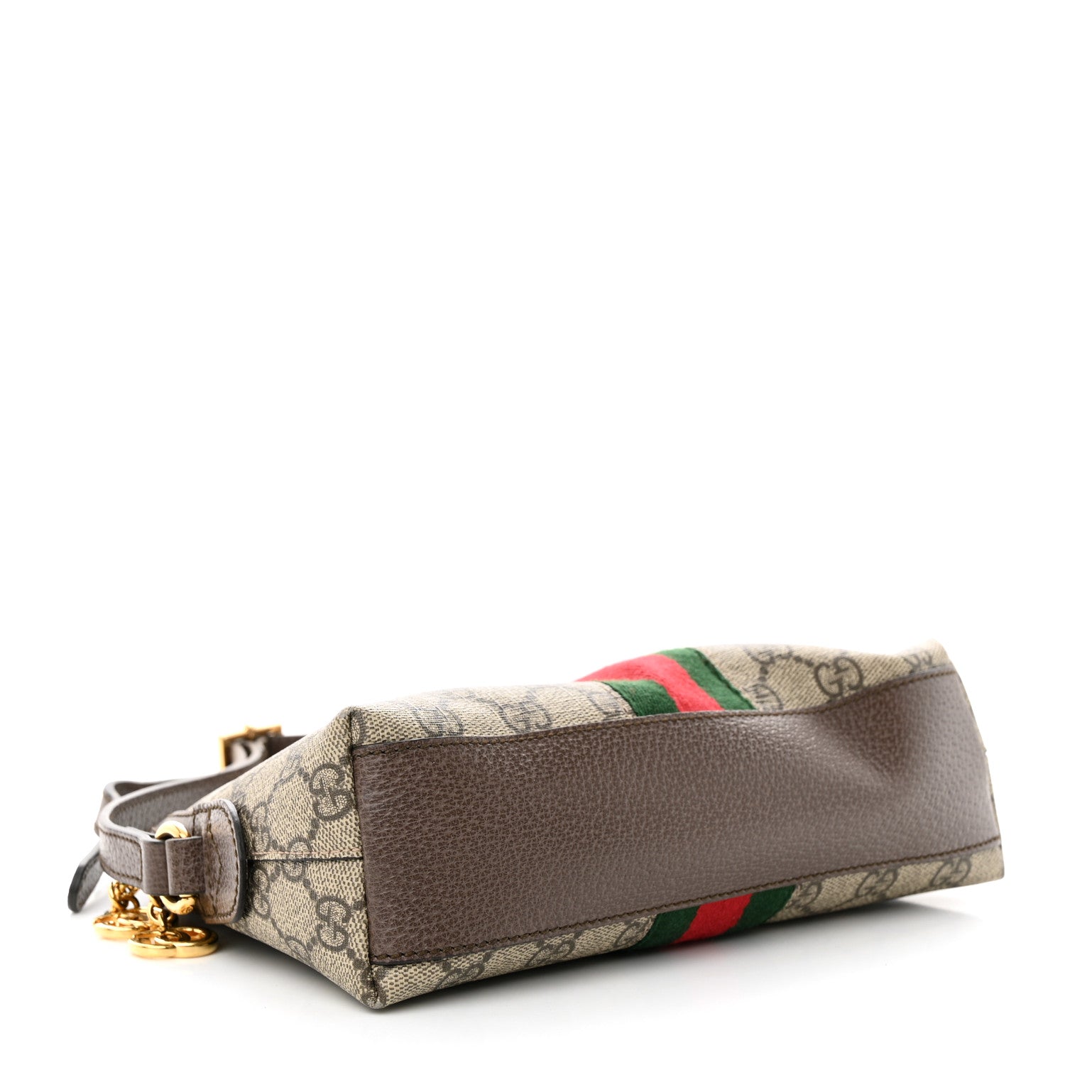 Gucci GG Supreme Monogram Textured Dollar Calfskin Web Small Ophidia Dome Shoulder Bag Beige Ebony New Acero 4 of 12