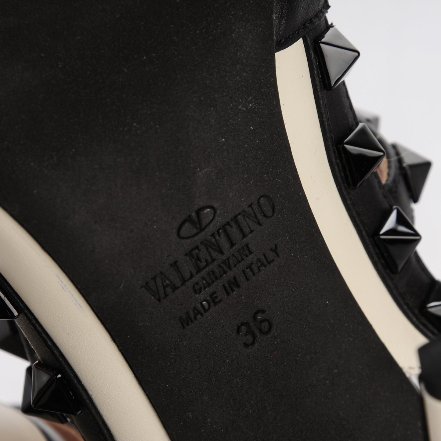 Nappa Rockstud Ankle Strap 100mm Pumps 36 Light Ivory Black
