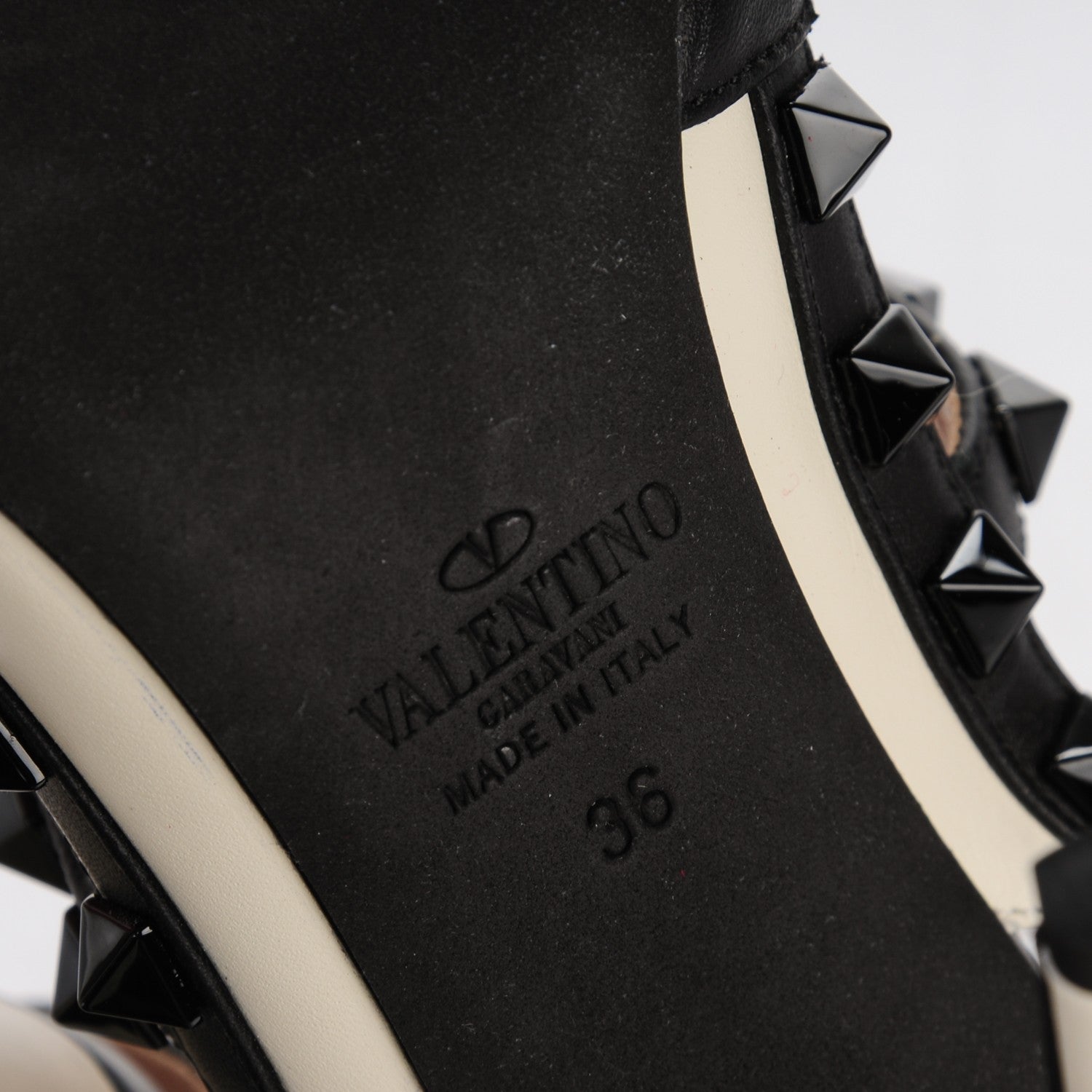 Valentino Garavani Nappa Rockstud Ankle Strap 100mm Pumps 36 Light Ivory Black 6 of 6