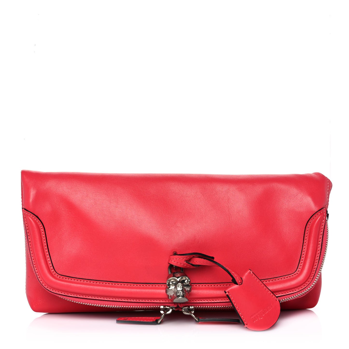 Nappa Padlock Skull Clutch Red
