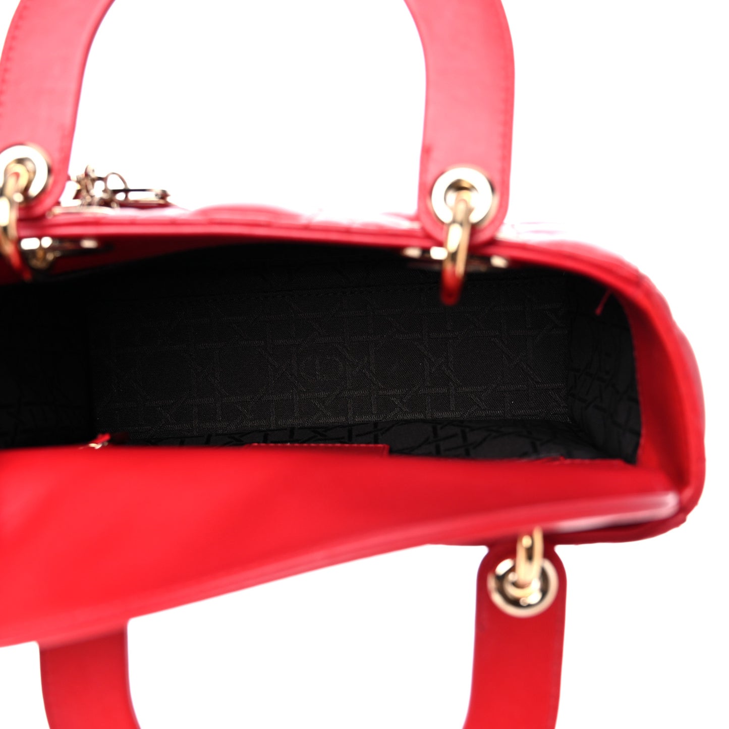 Lambskin Cannage Small Lucky Badges My Lady Dior Red