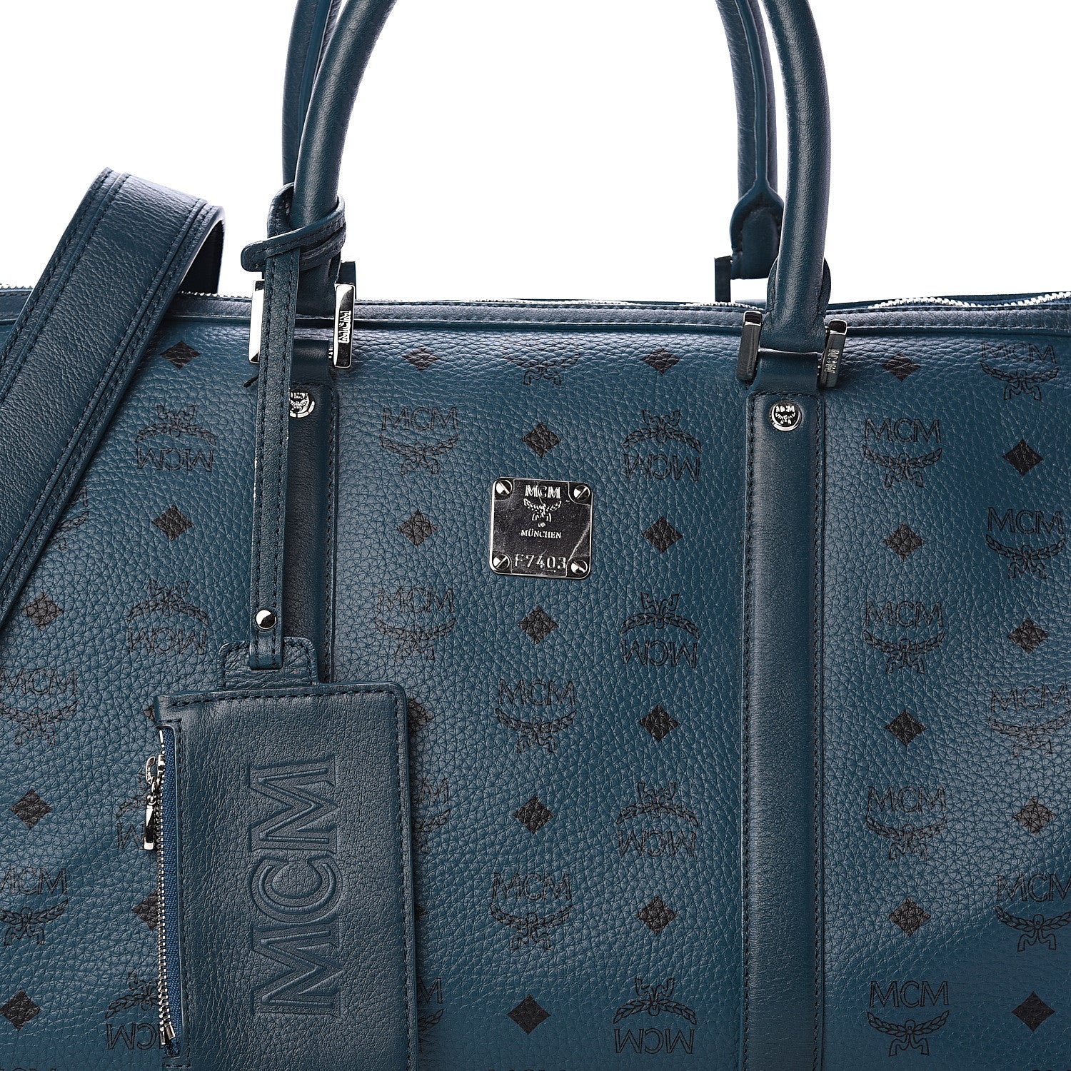 MCM Visetos Medium Traveler Weekender Bag Teal 6 of 8