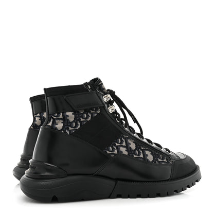 Christian Dior Oblique Polished Calfskin Mens Combat Ankle Boots 44 Beige Black 5 of 10