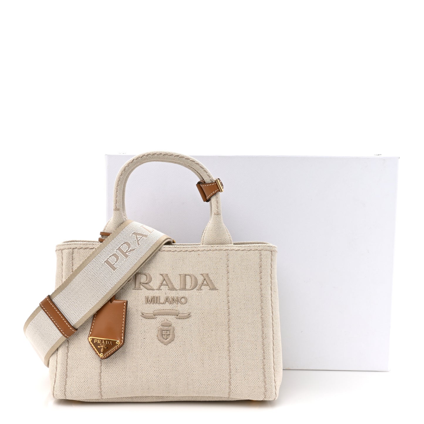 Canvas Mistolino Ricamo Small Logo Tote Naturale