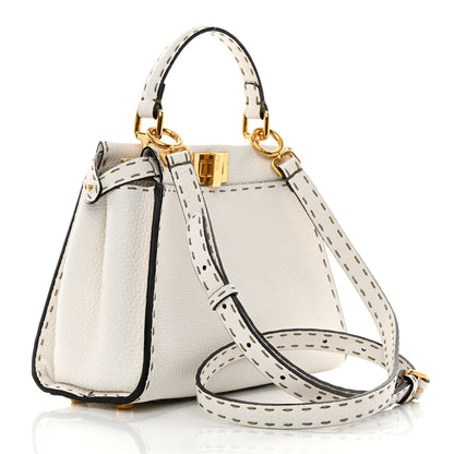 Fendi Cuoio Romano Selleria Mini Peekaboo Iconic Satchel White 3 of 14