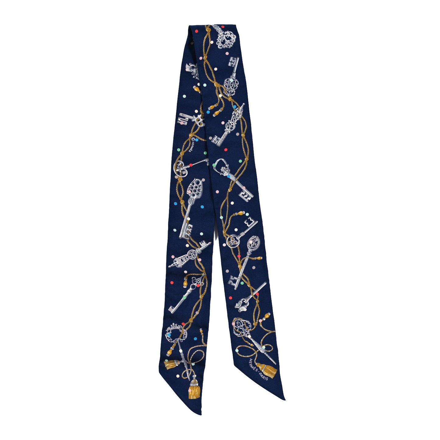 Silk Les Cles A Pois Twilly Marine Gris Argent