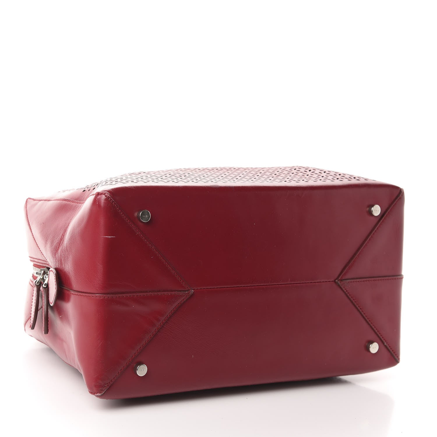 Alaia Calfskin Lux Laser Cut Tote Red 4 of 18