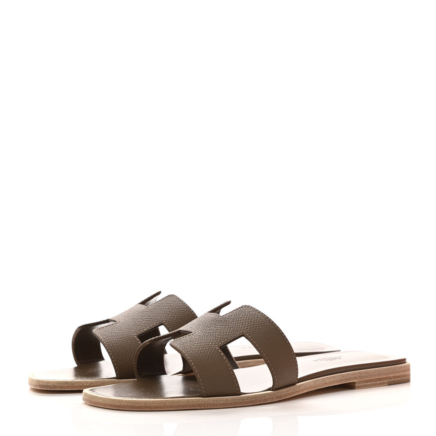 Hermes Epsom Oran Sandals 37 Etoupe 3 of 9