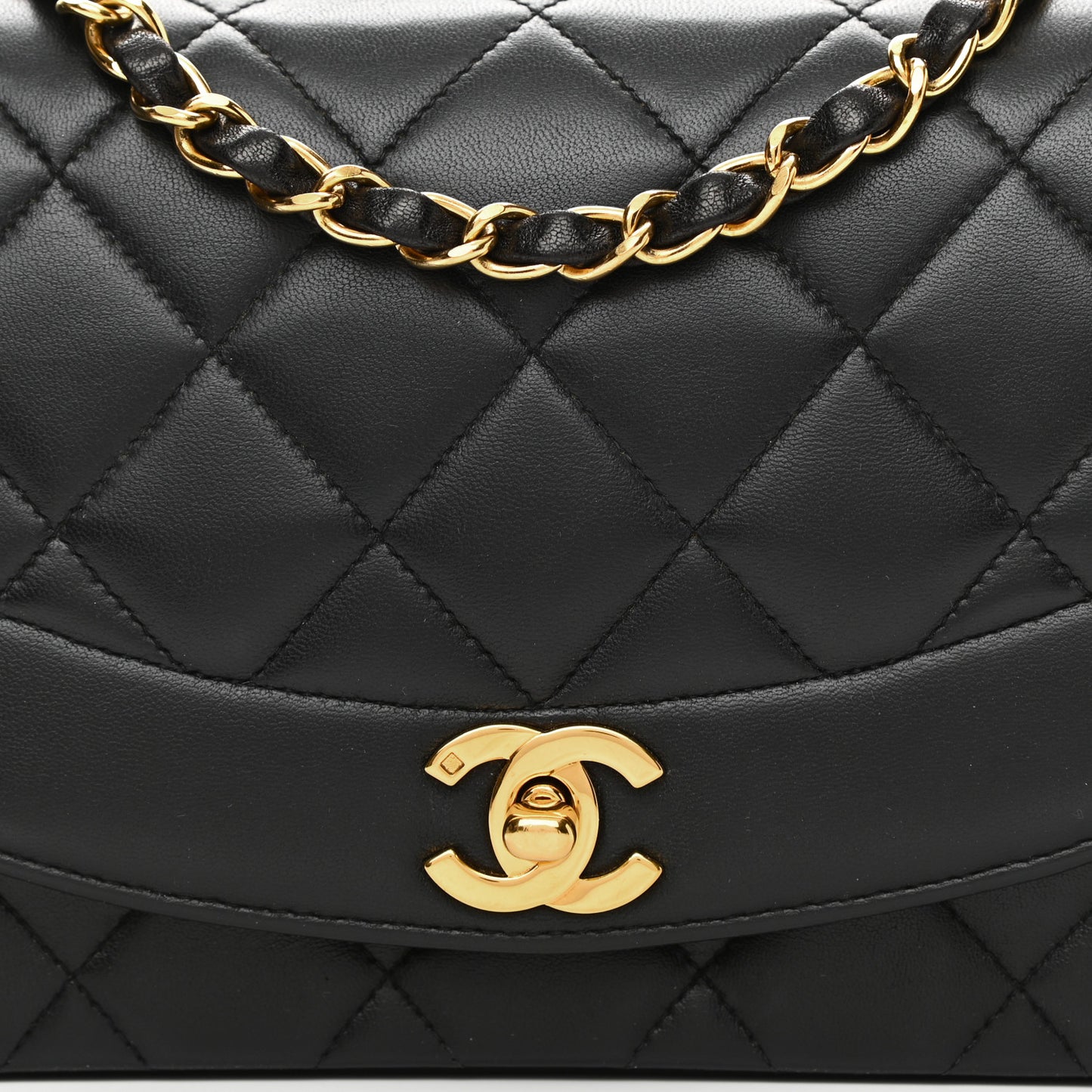Lambskin Quilted Small Single Flap Black