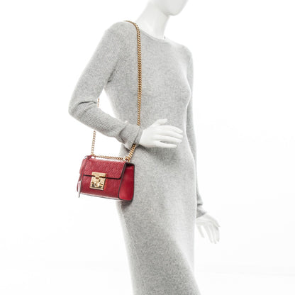 Gucci Guccissima Small Padlock Shoulder Bag Hibiscus Red 2 of 7