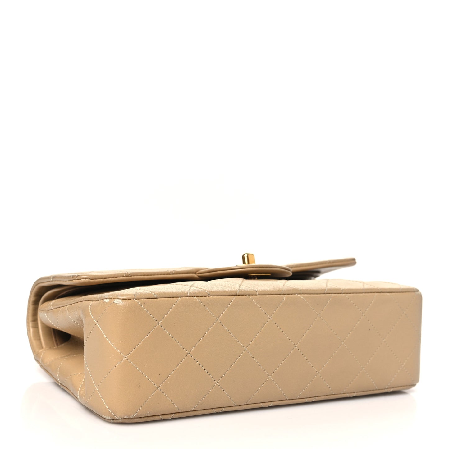 Lambskin Quilted Small Double Flap Beige