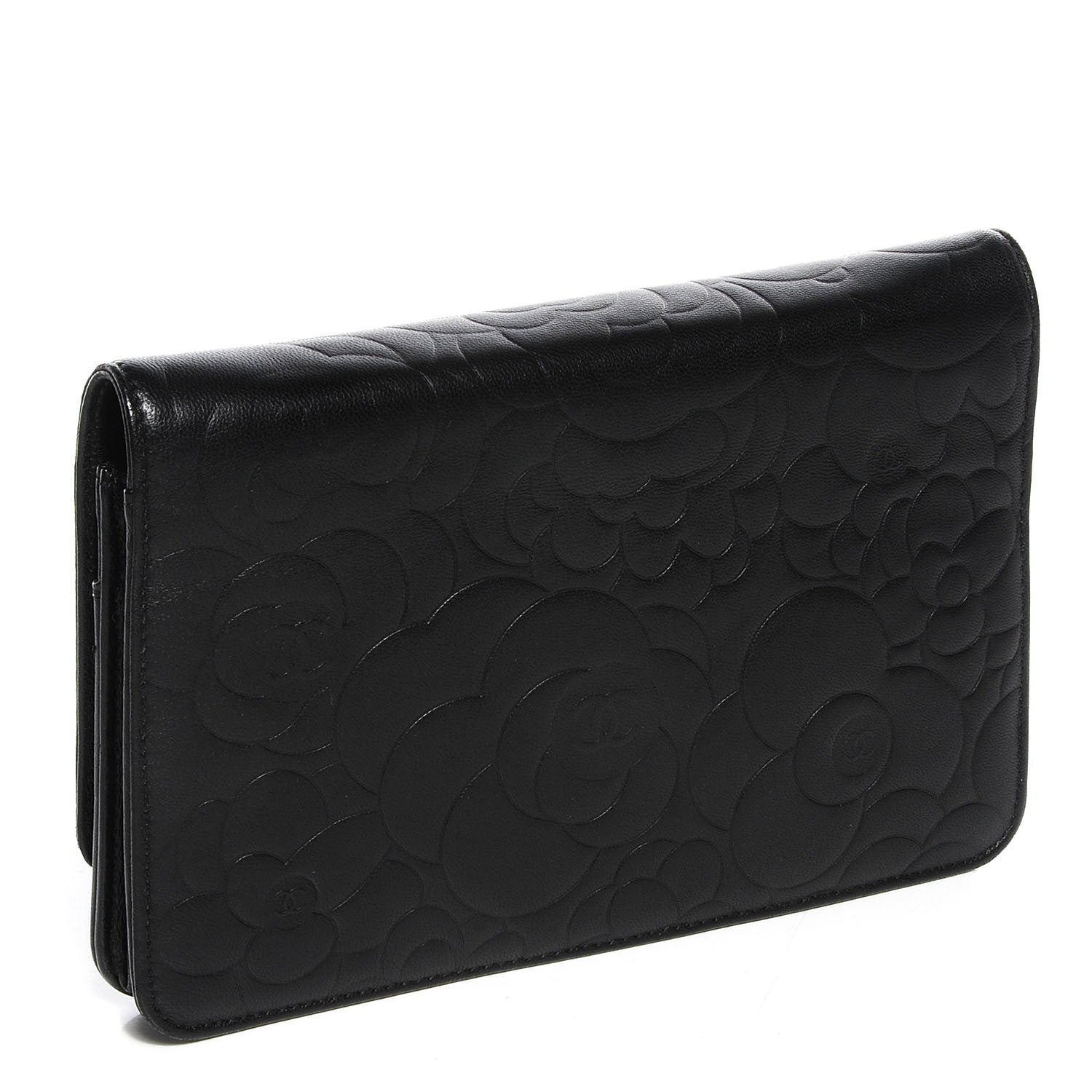 Chanel Lambskin Camellia Wallet on Chain WOC Black 3 of 8