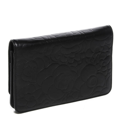 Chanel Lambskin Camellia Wallet on Chain WOC Black 3 of 8