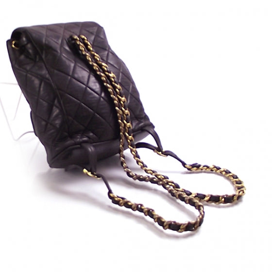 Lambskin Drawstring Backpack Black