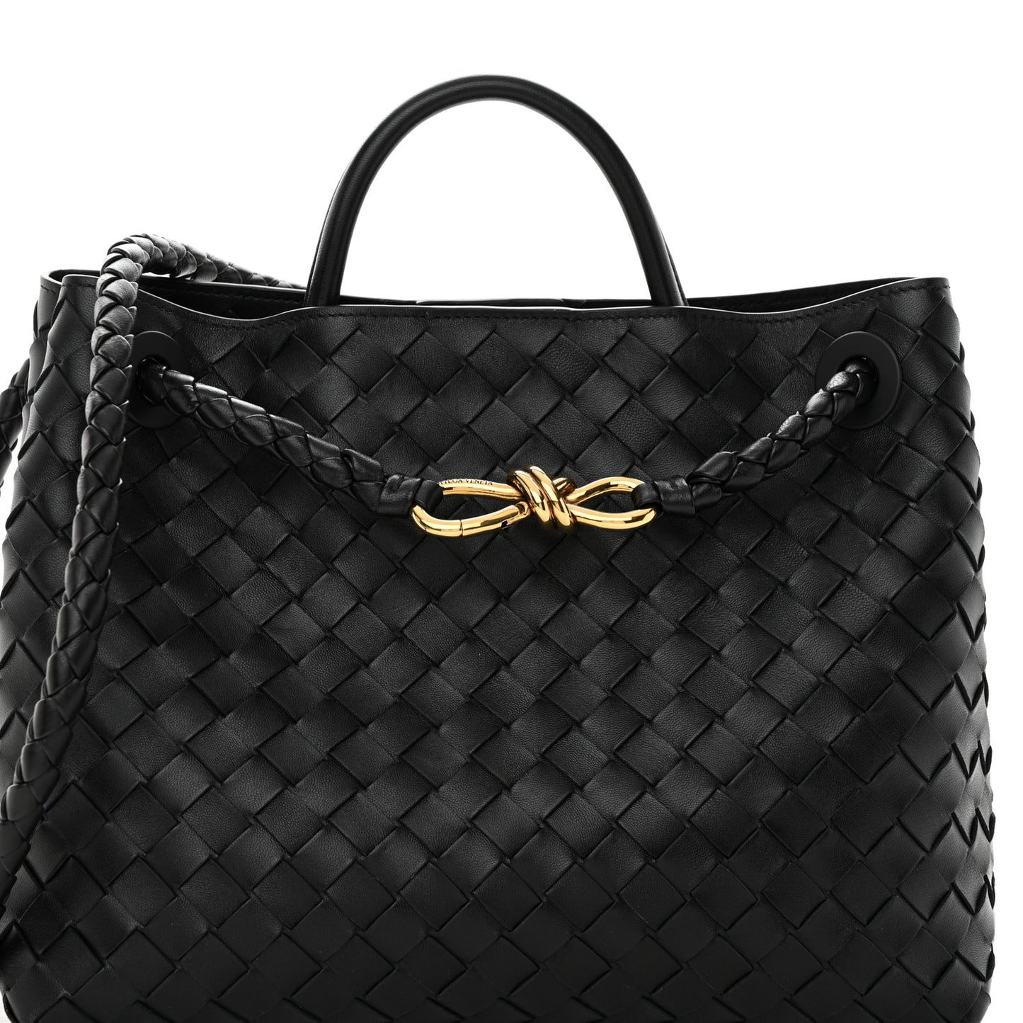 Nappa Intrecciato Medium Andiamo Shoulder Bag Black