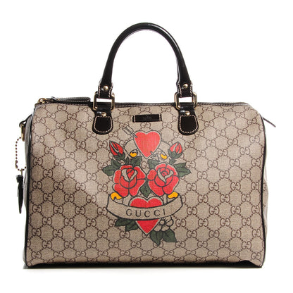 Gucci GG Plus Monogram Tattoo Heart Medium Joy Boston Dark Brown 1 of 7