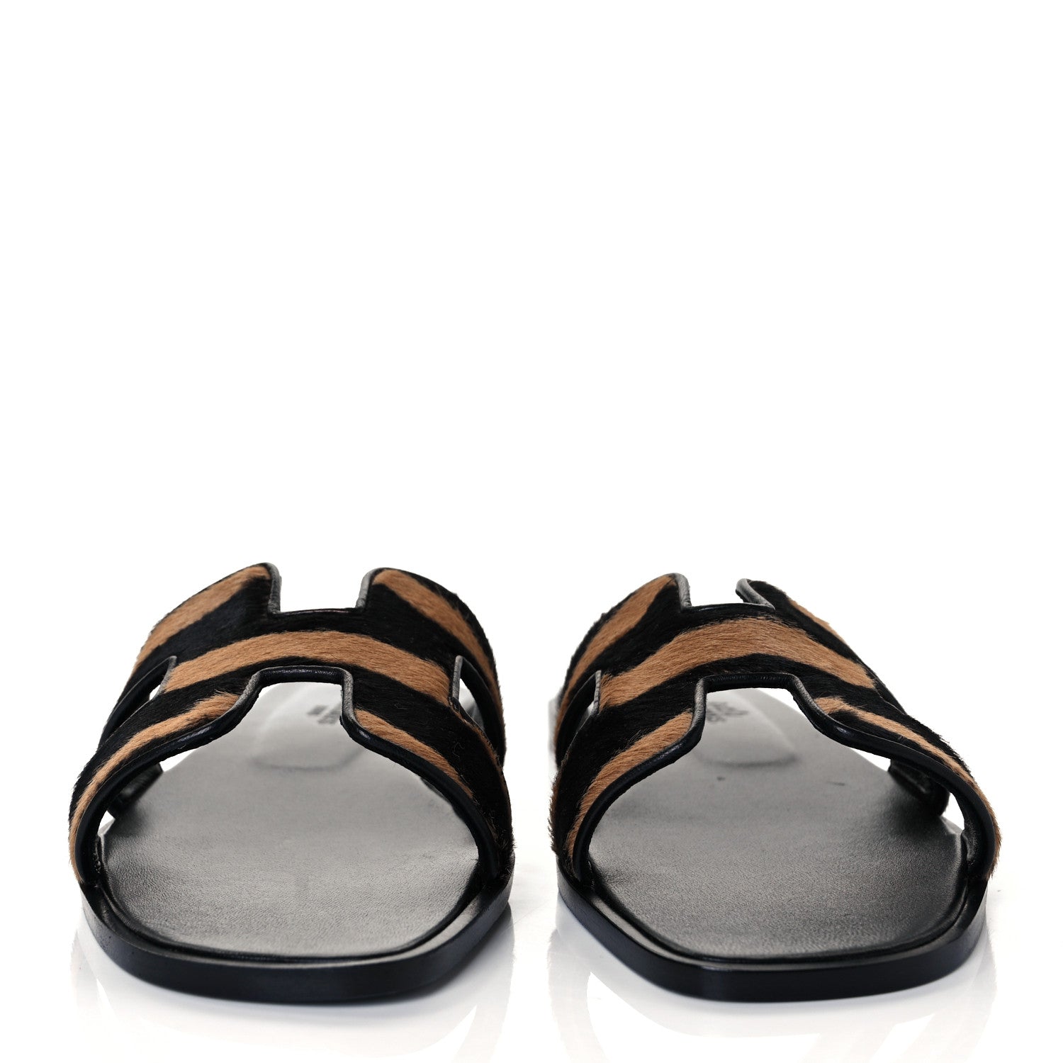 Hermes Horse Hair Zebra Print Oran Sandals 36 Black 2 of 8