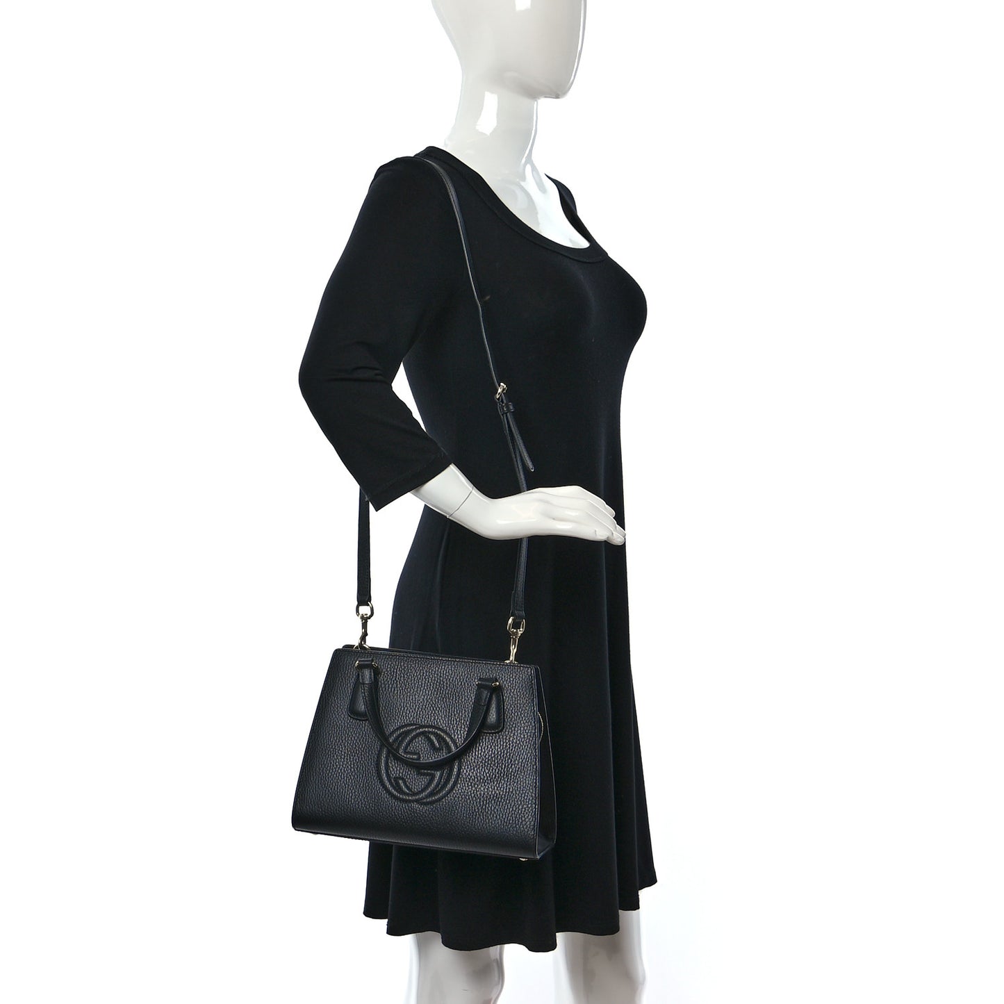 Dollar Calfskin Medium Soho Top Handle Satchel Black